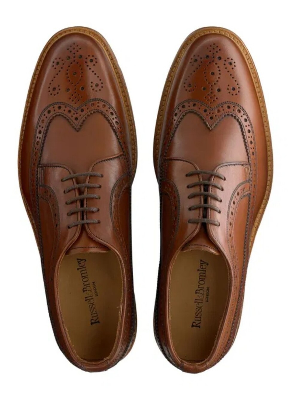 RUSSELL & BROMLEY Southport Rubber Sole Derby Cognac Brown Men's UK 10 US 10.5